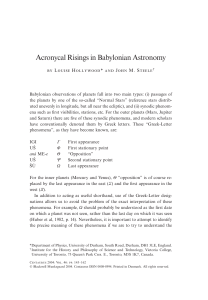 Acronycal Risings in Babylonian Astronom
