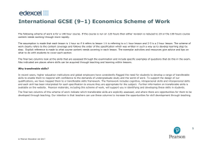 IGCSE Edexcel Economics Scheme Of Work