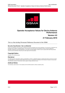 Operator Acceptance Values for Device Antenna