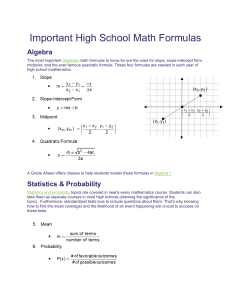 Important High School Math Formulas