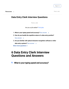 6 Data Entry Clerk Interview Question & Answers