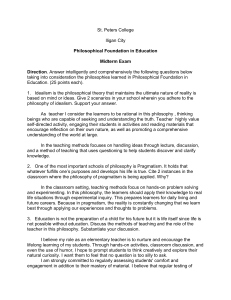 Philosophical Foundation in Education - MIDTERM EXAM
