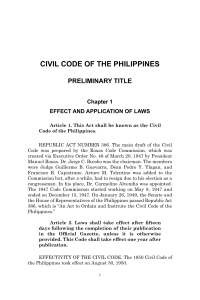 CIVIL CODE OF THE PHILIPPINES PRELIMINAR