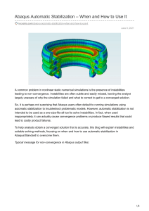 Abaqus Automatic Stabilization  When and How to Use It