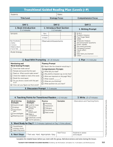 Transitional Guided Reading Plan