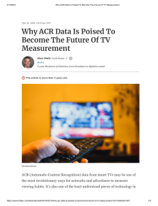 Why ACR Data Is Poised To Become The Future Of TV Measurement