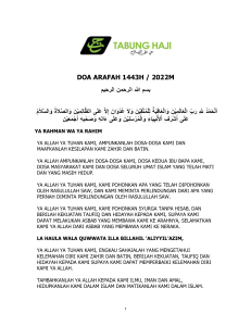 DOA ARAFAH 1443H