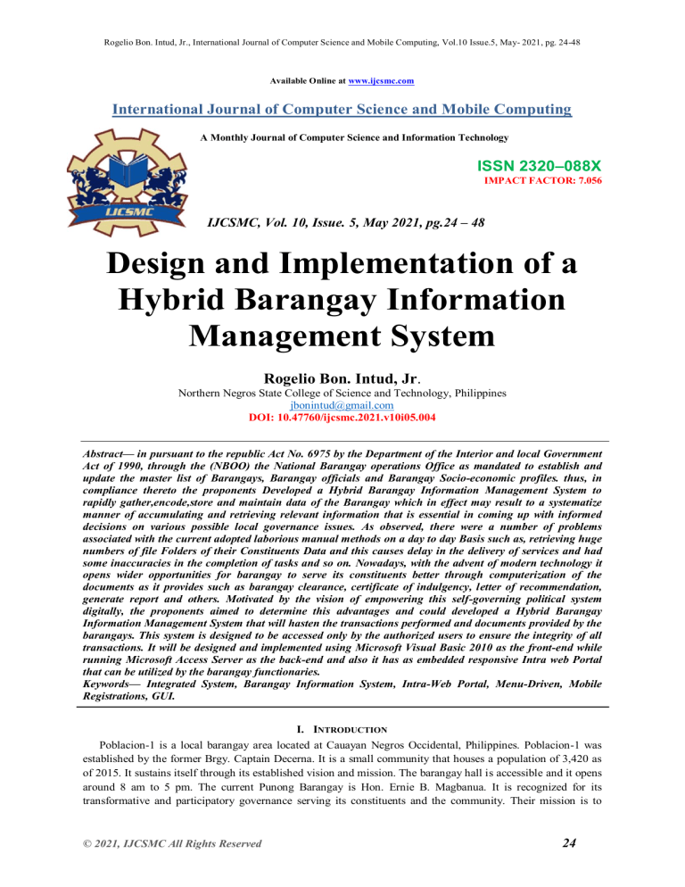 barangay information management system thesis