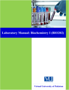 Practical Manual Bio 202 Biochemistry