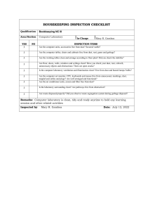 HOUSEKEEPING INSPECTION CHECKLIST
