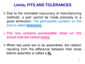 Limits FITS AND TOLERANCES