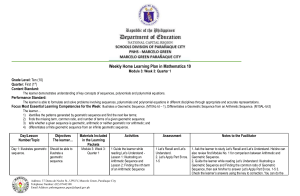 Math 10: Geometric Sequences - Weekly Learning Plan