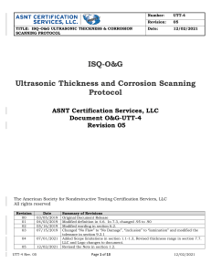 ISQ-O&G Ultrasonic Thickness & Corrosion Scanning Protocol