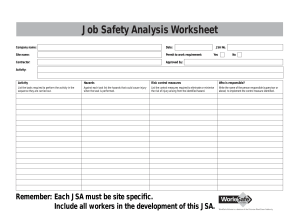 Job Safety Analysis JSA Form for PDF