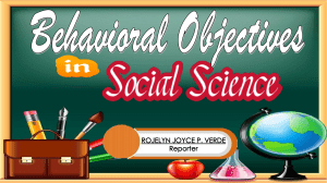 Behavioral Objectives in Social Sciences