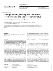 Allergic Rhinitis, Feeding and Oral Habits, Toothbrushing and Socioeconomic Status