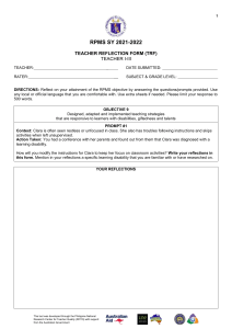 [Appendix 4A] Teacher Reflection Form (TRF) for Teacher I-III