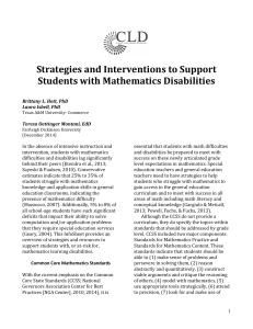 Math Disabilities Support