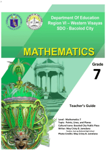 TG Grade 7 in Mathematics in Points, Lines, and Planes