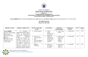 Project LEARN ACTION PLAN