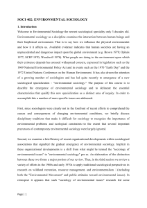 SOCI 402 ENVIRONMENTAL SOCIOLOGY NOTES current