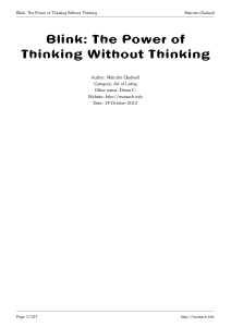 Copy of Blink- The Power of Thinking Without Thinking