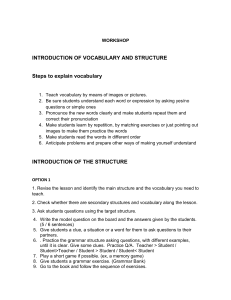 Introduction of Vocabulary and structure -Elementary