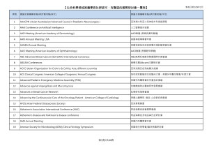 生命科學領域推薦學術社群認可、有聲望的國際研討會一覽表