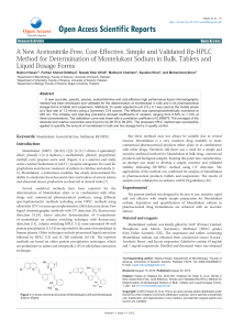 A New Acetonitrile-Free, Cost-Effective, Simple and Validated RP-HPLC Method for Determination of Montelukast Sodium in Bulk, Tablets and Liquid Dosage Forms