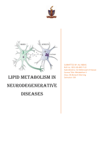 Lipid Metabolism in Neurodegenerative Diseases