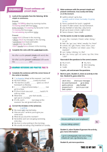 Present Simple & Continuous Grammar Exercises