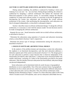 Software Subsystem Architectural Design Lecture Notes