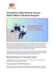 Uncodemy Data Science Course: Delhi's In-Demand Program