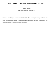 1 Mois de Pentest sur Kali Linux: Plan de Formation Intensif