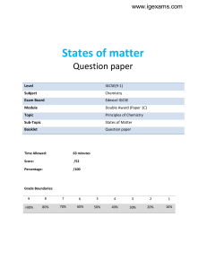 IGCSE Chemistry: States of Matter Question Paper