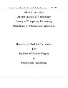 IT Curriculum: Aksum University BSc Program