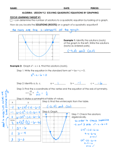 Solving Quadratic Equations by Graphing Worksheet
