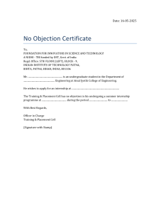 No Objection Certificate for Internship
