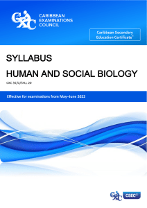 Human and Social Biology Syllabus - CXC Exam Prep