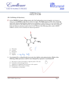 USABO Open Exam 2020: Cell Biology & Plant Physiology