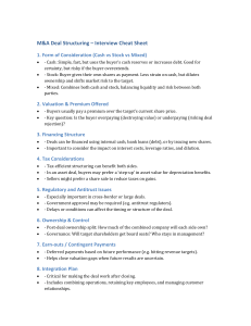 M&A Deal Structuring: Interview Cheat Sheet
