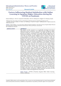 Student Satisfaction in Egyptian Higher Ed Online Learning during COVID-19