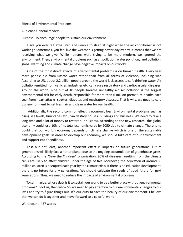 Effects of Environmental Problems: A Call to Action