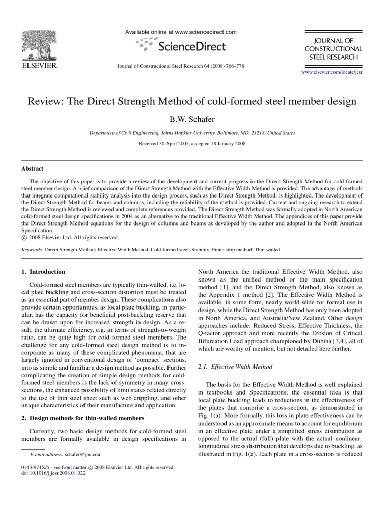 Direct Strength Method for Cold-Formed Steel Design Review