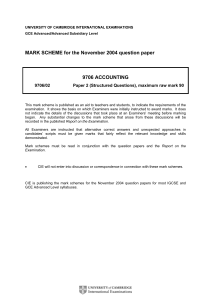 9706 Accounting: November 2004 Mark Scheme