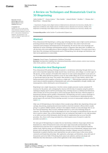 3D Bioprinting Techniques & Biomaterials: A Review