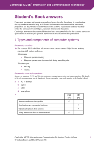 IGCSE ICT Student's Book Answers: Computer Systems & I/O