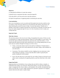 Main Idea Sentences & Supporting Details: Writing Skills