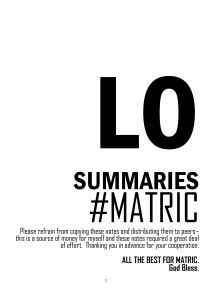 Life Orientation Summaries: Matric Exam Prep