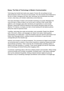 Technology in Modern Communication: Essay Analysis